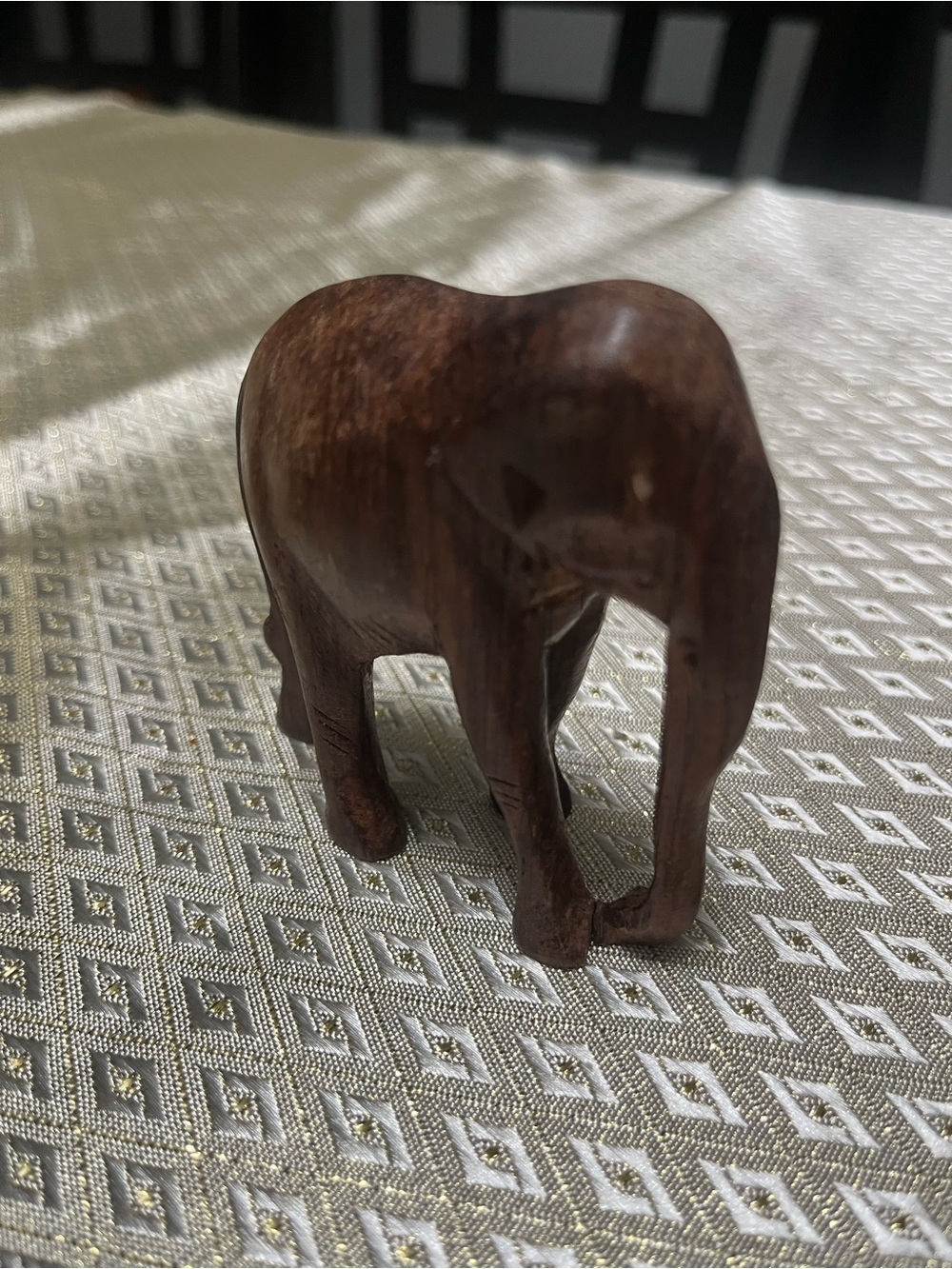 Handcrafted Brown Wooden Elephant Sculpture - Decorative Home Accent